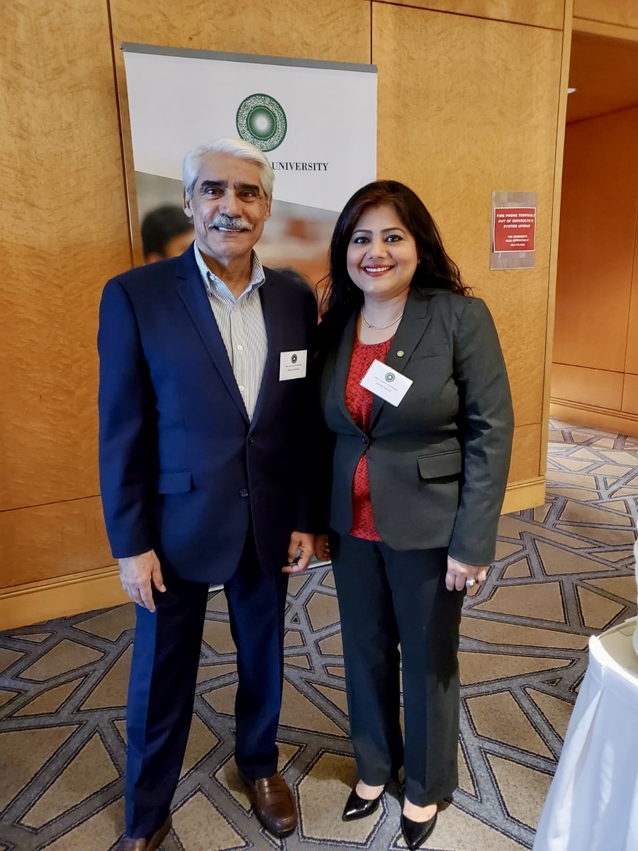 Dr. Abdulla with Dr. Zainab Samad, then Head of Cardiology at Aga Khan University, at an AKU alumni event in Vancouver, 2014