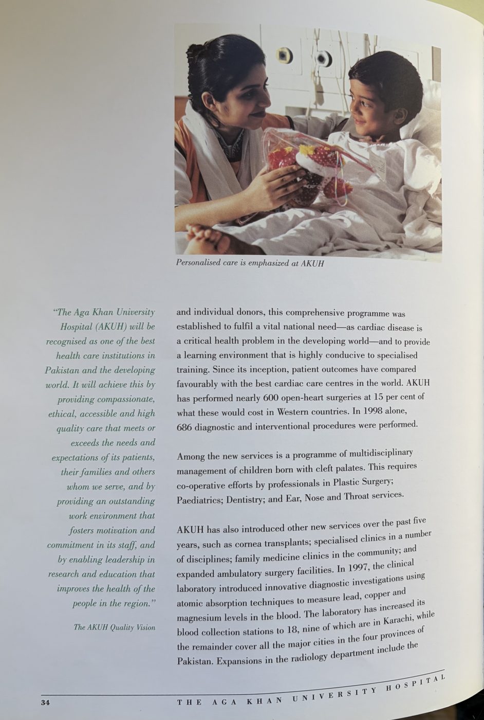 Page of the Progress Report describing the cardiology and cardiac surgery programme established with local donors, with nearly 600 open-heart surgeries
