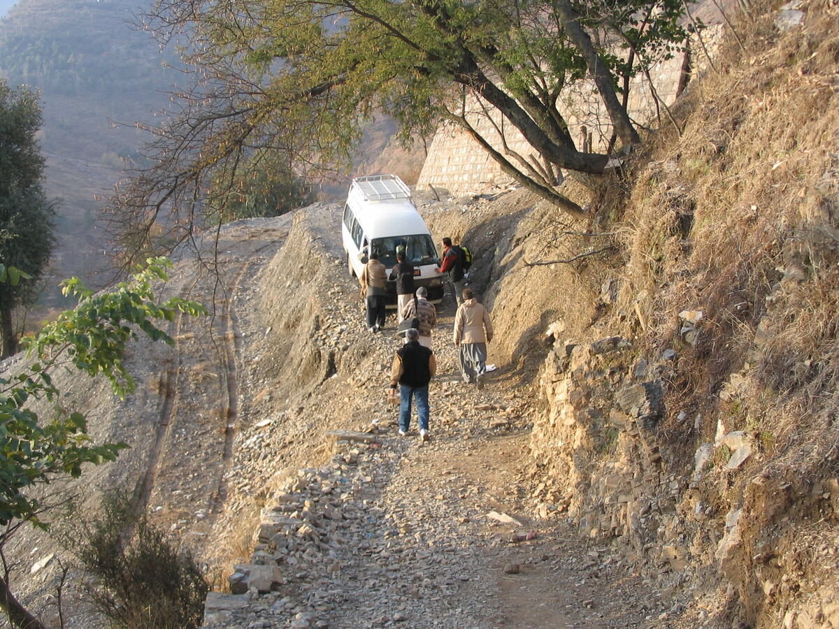 Mountain trail in the earthquake zone