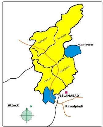 Working map of the earthquake-affected districts relative to Islamabad