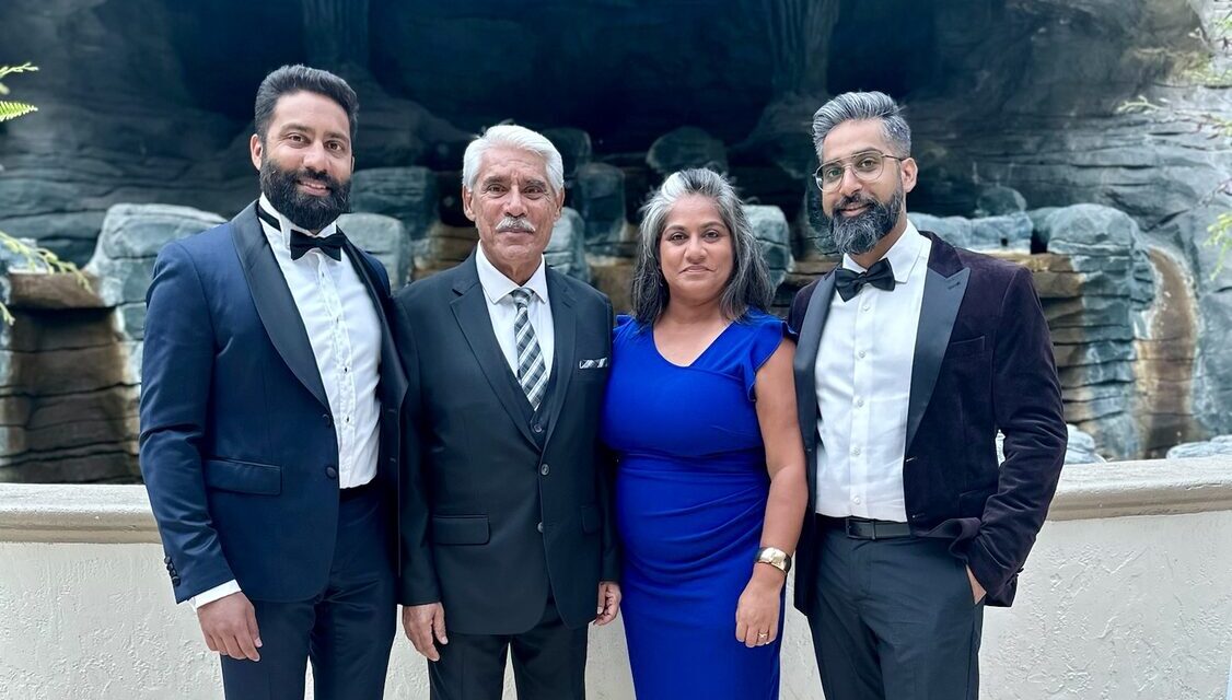 Dr. Abdulla with his three children, Asif, Arifa, and Alym