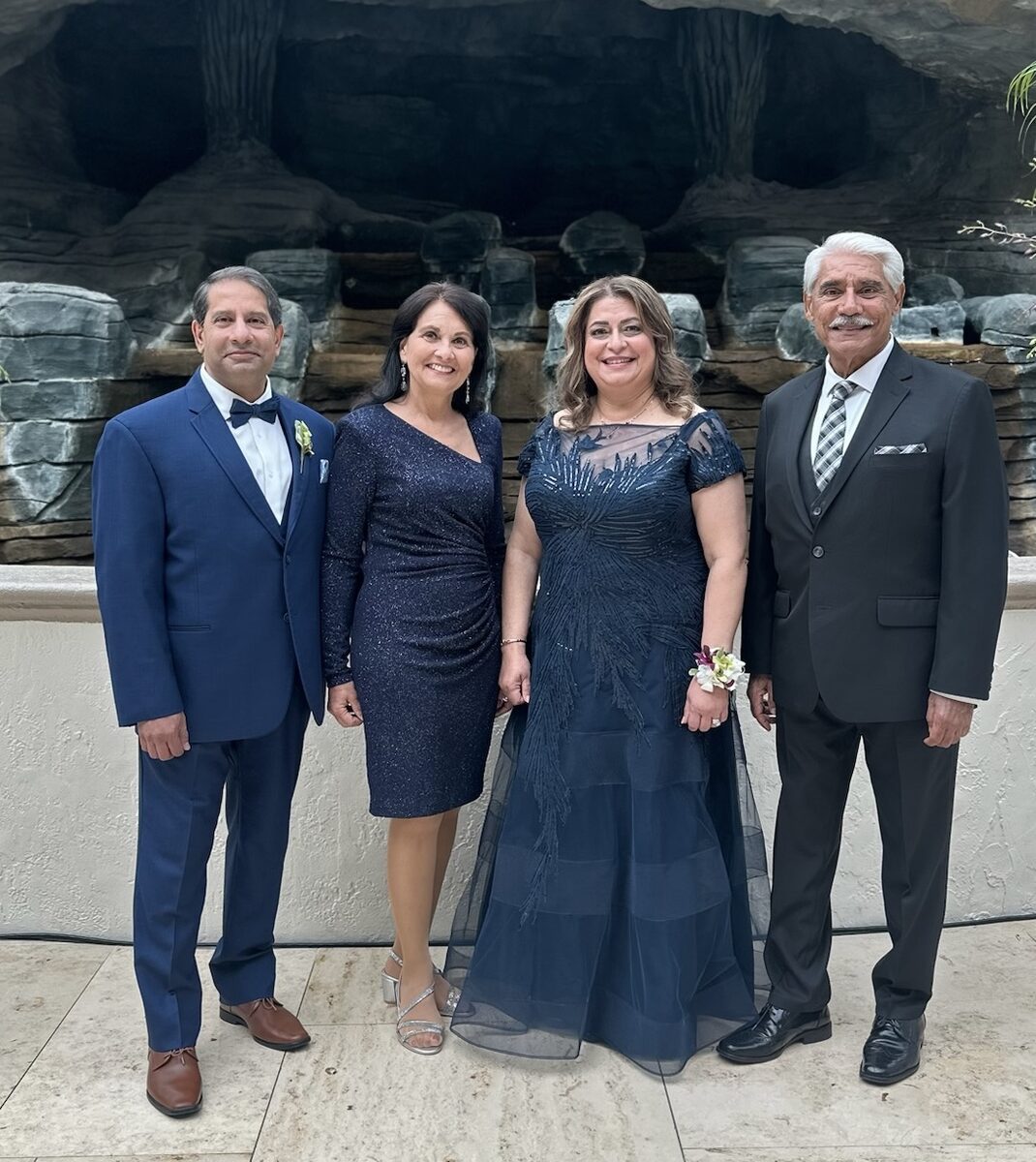 Rahim, his wife Shahin, Monique, and Dr. Abdulla at a family celebration