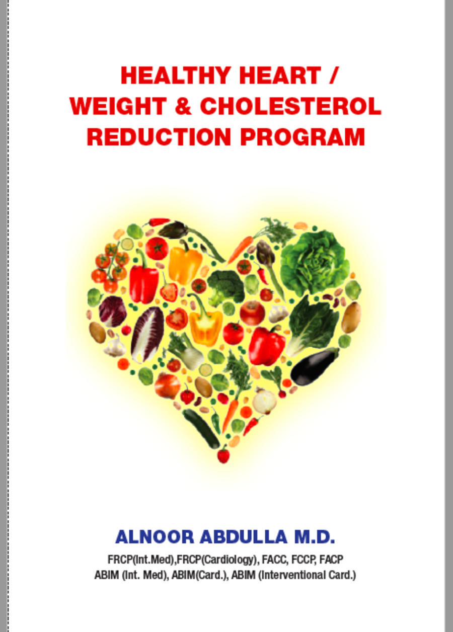 Cover of 'Healthy Heart / Weight & Cholesterol Reduction Program,' a patient guide by Dr. Alnoor Abdulla, M.D.