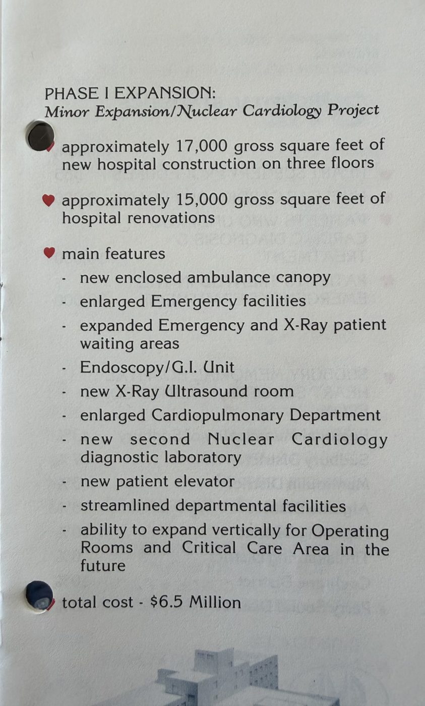 Page from the booklet listing the Phase I Expansion features